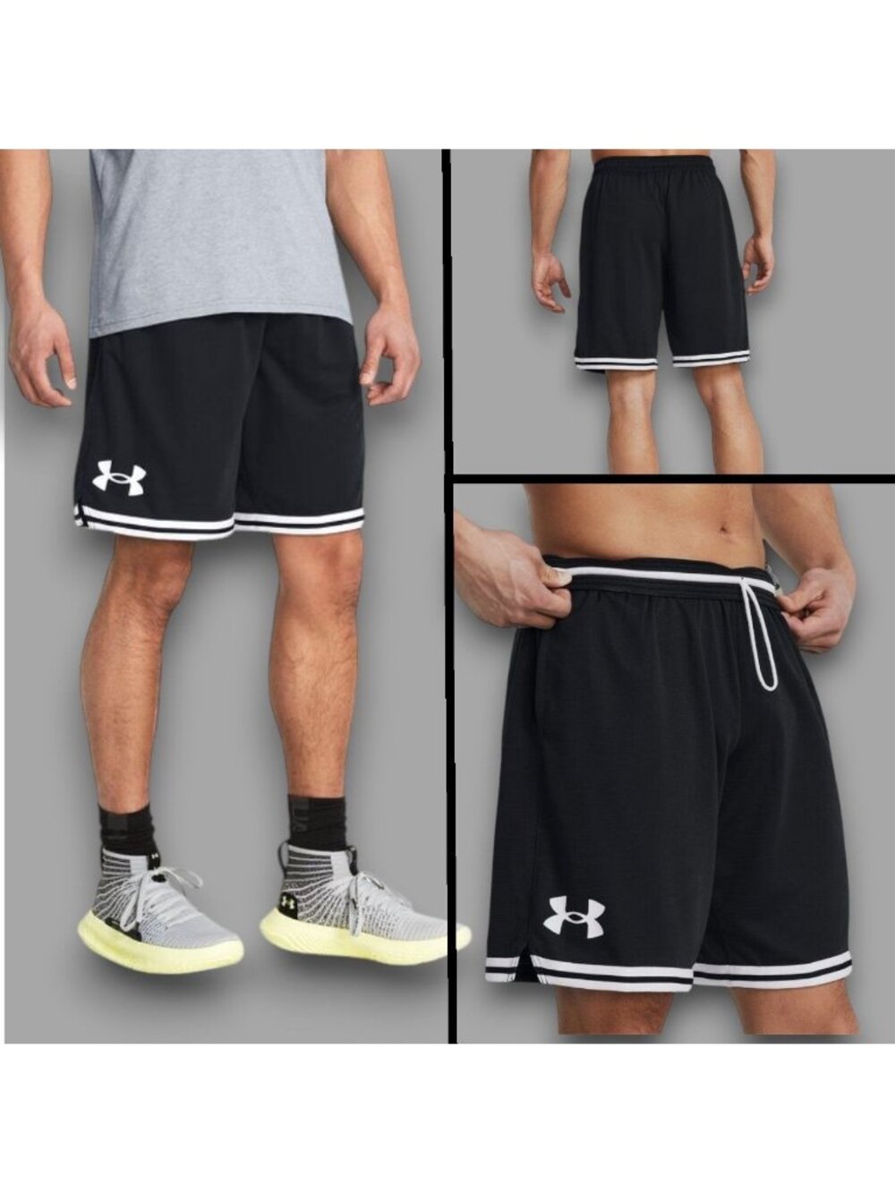 UNDER ARMOUR Men's Sz M Black Zone Perimeter Basketball Shorts